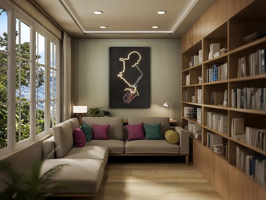 Tablou de perete decorativ cu iluminat Saxofon