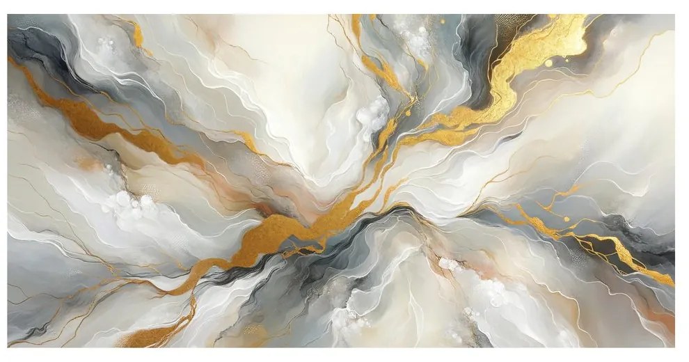Tablou abstract energie aurie