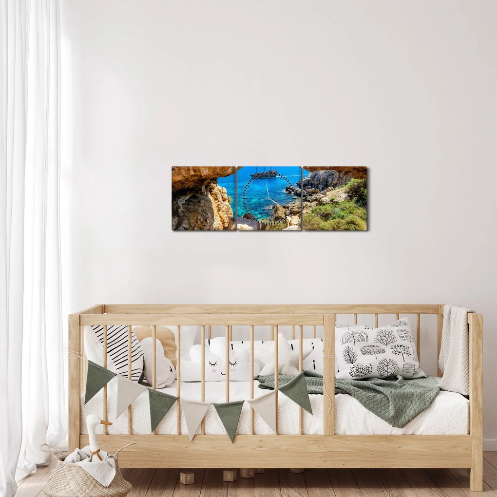 Tablou - Capul Greco (cu ceas) (90x30 cm)