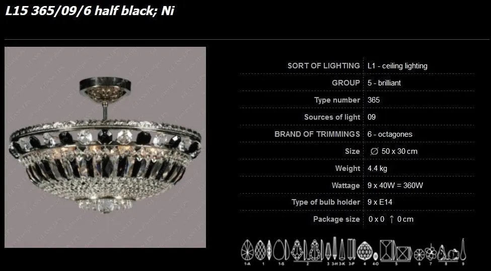 Lustra Cristal Bohemia L15 365/09/6 half black