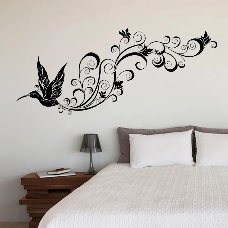 Autocolant de perete "Colibri cu ornament" 45x140cm