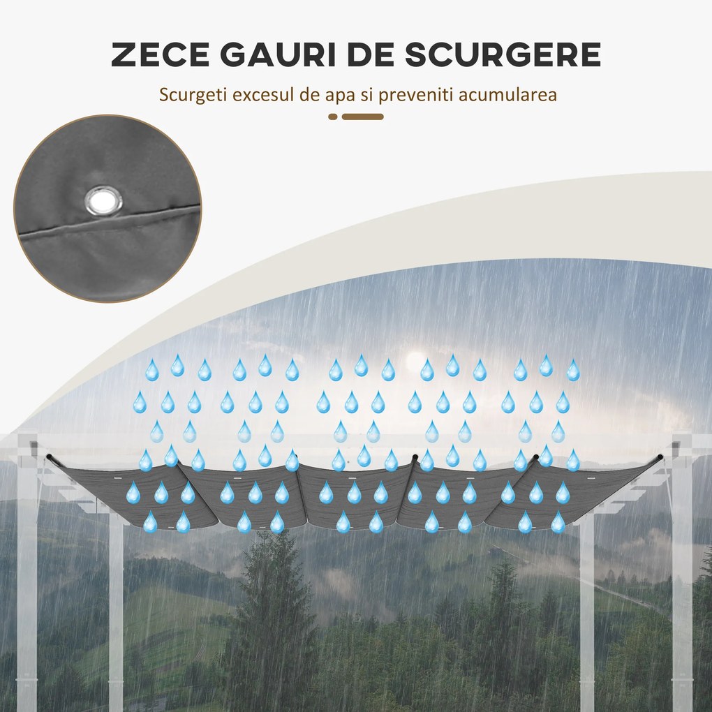 Outsunny Acoperis retractabil pentru pergola, Copertina de rezerva din material textil pentru pergole de 4 x 3 (m), gri inchis | AOSOM RO