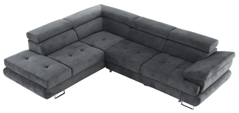 Colţar, material textil, gri, model stânga, BUTON P