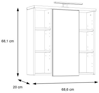 Dulap de baie suspendat cu oglindă VENOM, antracit/maro