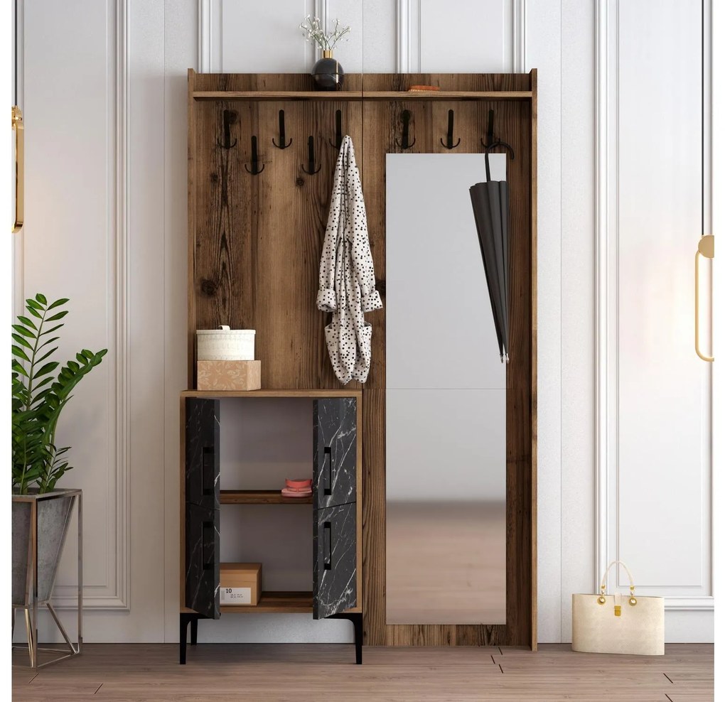 Mobilier hol Betina BC (Nuc + Negru). 1088698