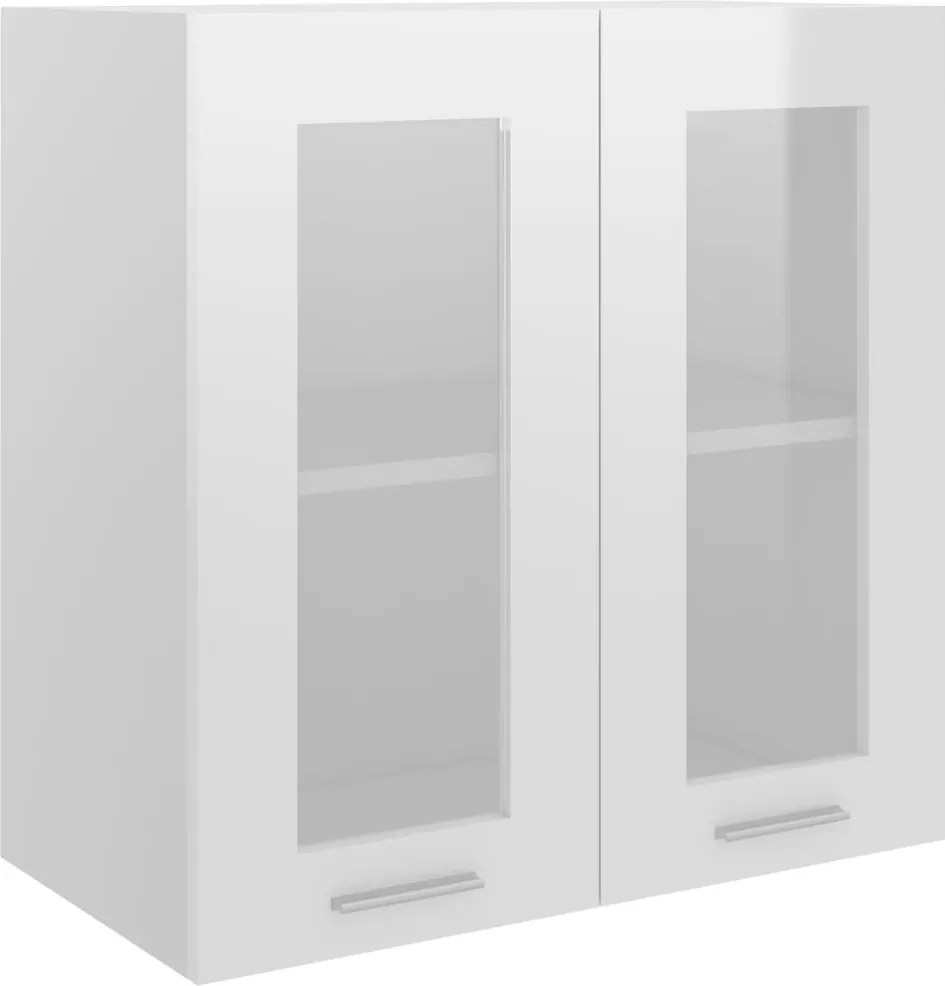 vidaXL Dulap de sticlă suspendat “Lyon”, alb extralucios, 60x31x60 cm