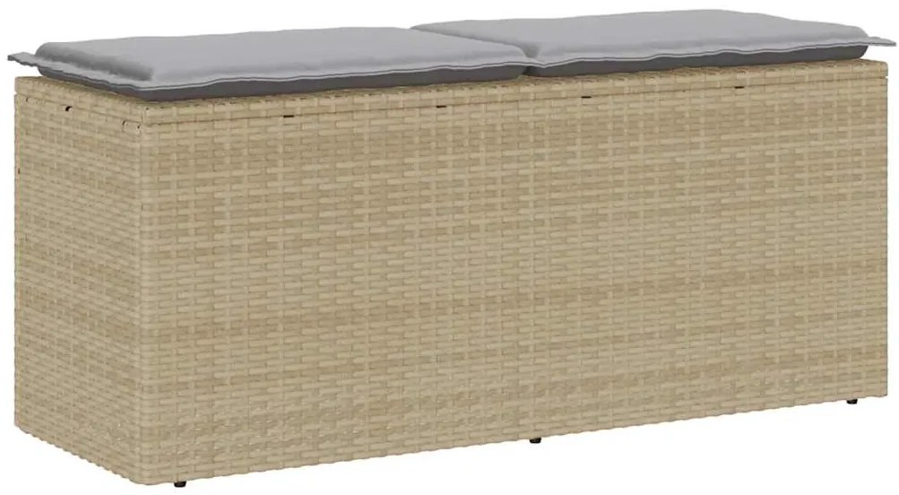 vidaXL Bancă de grădină cu pernă Bej 110x40x44 cm polirattan