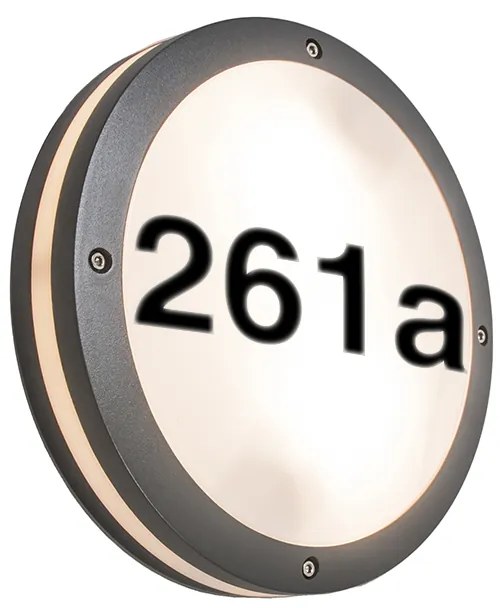 Lampă de perete exterioară antracit cu număr de casă IP54 - Glow