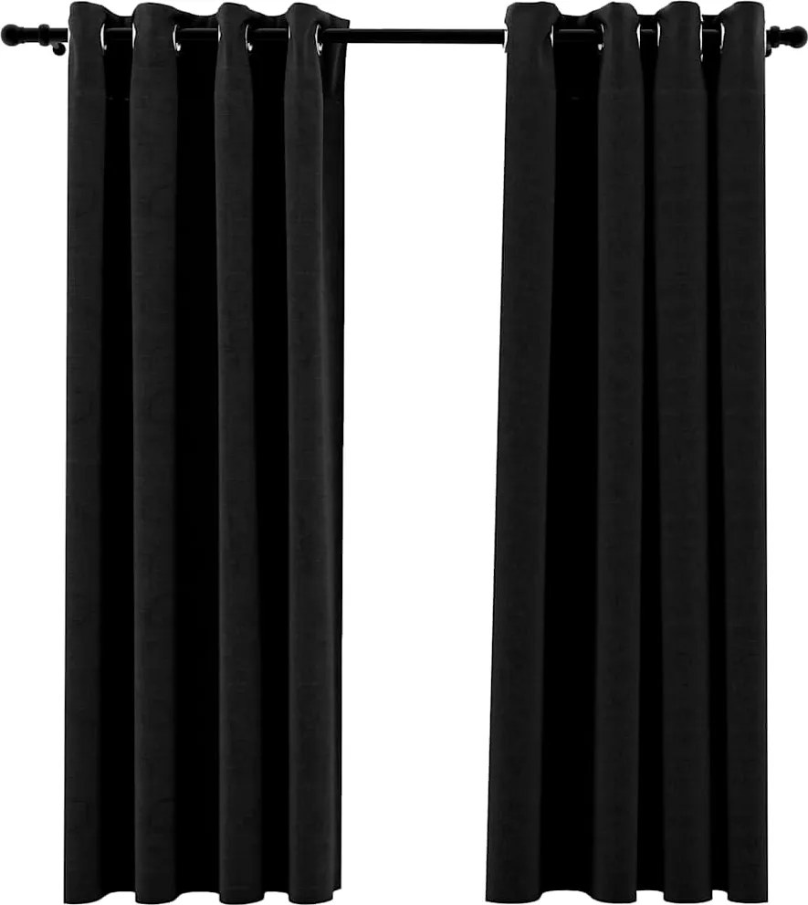 vidaXL Perdele opace, aspect pânză, 2 buc., antracit, 140 x 175 cm