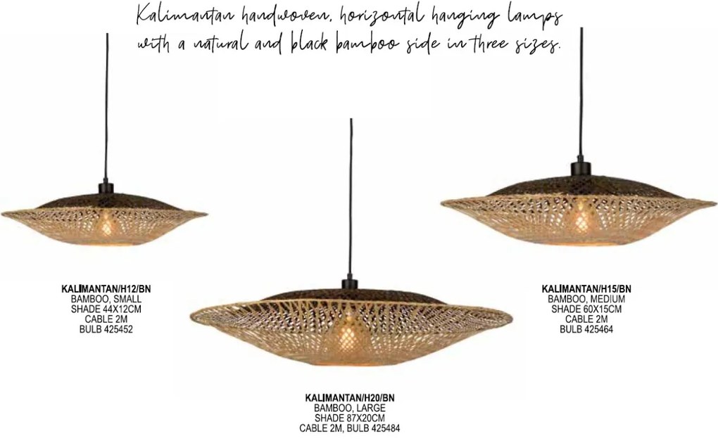 Lustra suspendata din bambus KALIMANTAN orizontal S, 44cm
