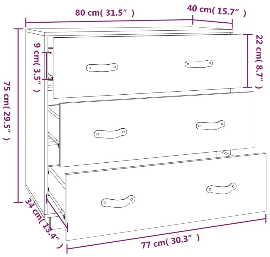 Servanta, maro miere, 80x40x75 cm, lemn masiv de pin 1, maro miere