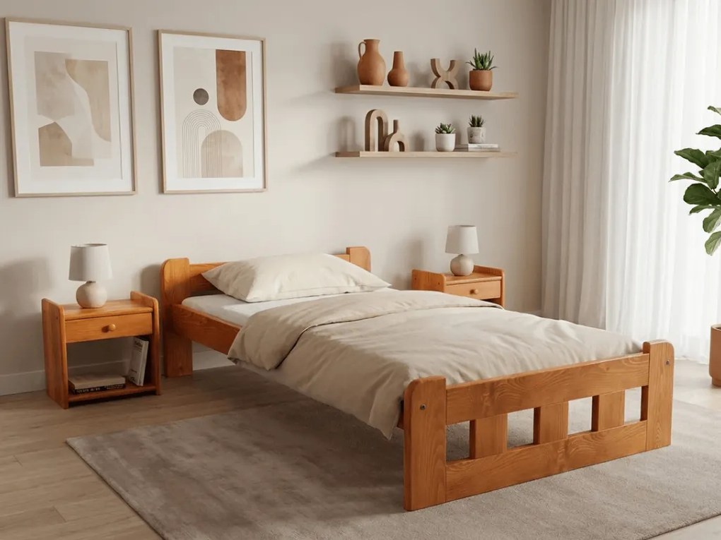 Pat de o persoana inalt Naomi 90x200 cm, arin Saltele: Cu saltele Sommera 18 cm, Somiera pat: Cu lamele drepte