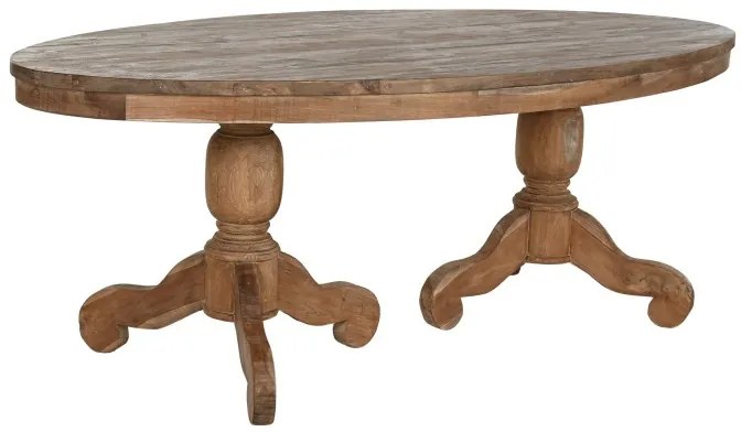 Masa dining, din lemn de tec, cu 2 picioare sculptate, Aurea