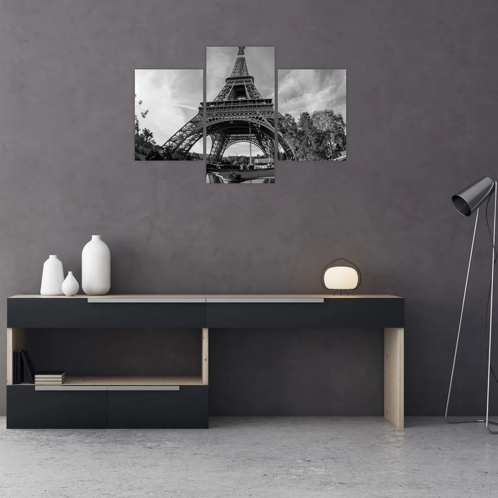 Tablou - Turnul Eiffel, alb-negru (90x60 cm)