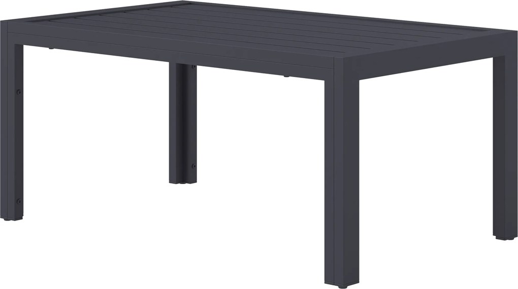 Outsunny Masă joasă de grădină, masă auxiliară de terasă dreptunghiulară, cadru din oțel, blat cu lamele, 101,5 x 61 x 46 cm, gri | Aosom Romania