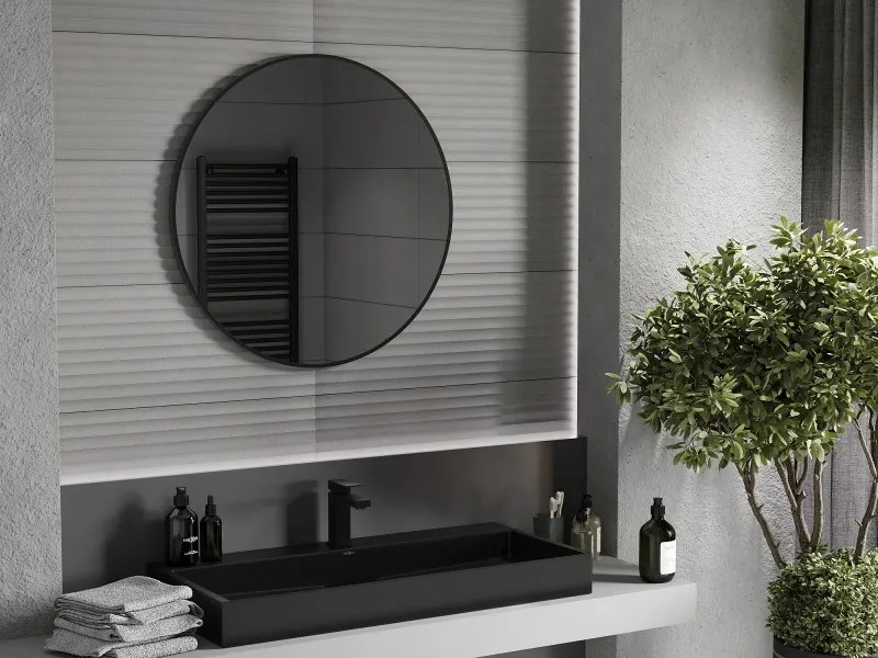 Mexen Loft oglindă de baie rotundă 80 cm, ramă neagră - 9850-080-080-000-70