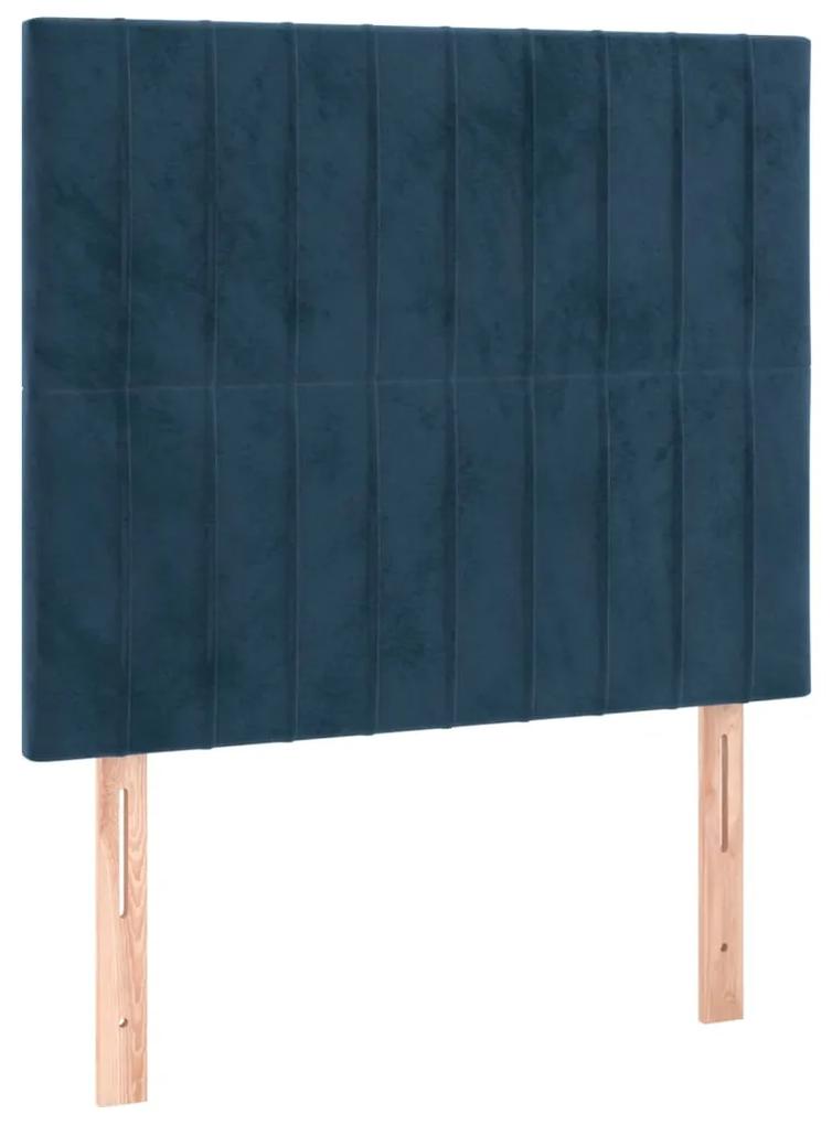 3116604 vidaXL Tăblii de pat, 2 buc, albastru închis, 80x5x78/88 cm, catifea