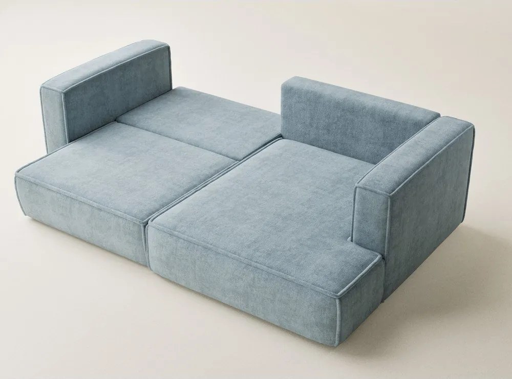 Colțar albastru deschis extensibil/cu spațiu de depozitare cu tapițerie din chenille (cu colț pe partea dreaptă/cu șezlong) Velto – Maison de Rêve