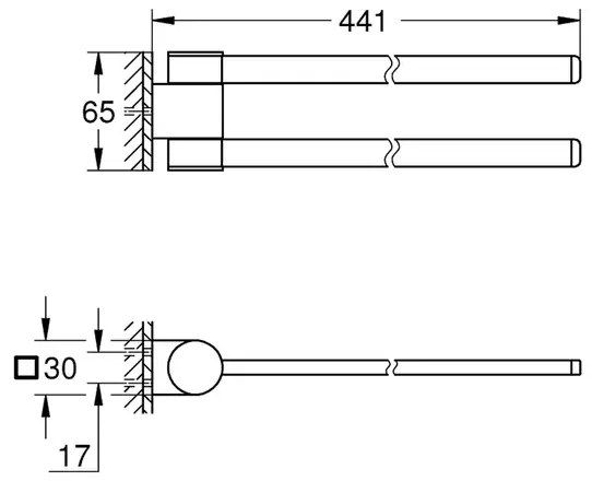Bara dubla portprosop Grohe Selection 44 cm auriu periat Cool Sunrise