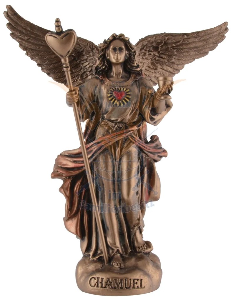 Mini statueta Chamuel, arhanghelul iubirii, finisaj bronz, 10 cm