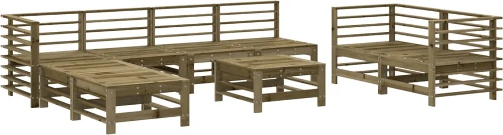vidaXL Set mobilier de grădină, 9 piese, lemn de pin tratat