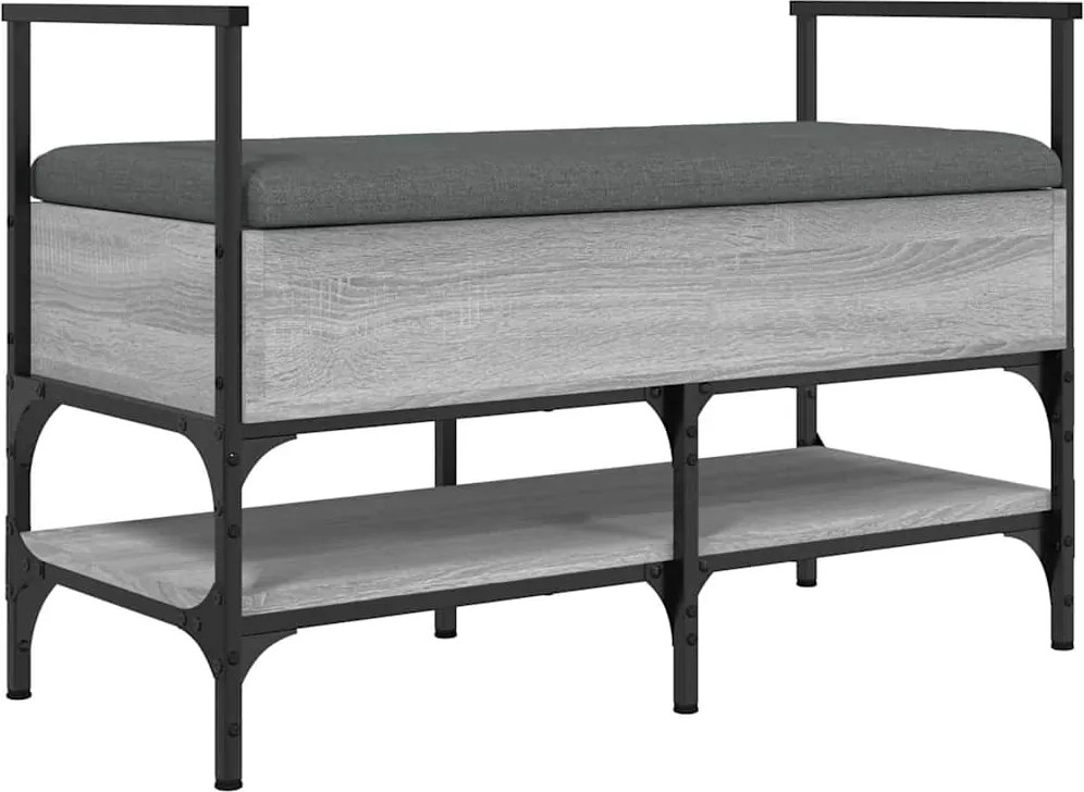 vidaXL Bancă de pantofi, gri sonoma, 85,5x42x57,5 cm, lemn prelucrat