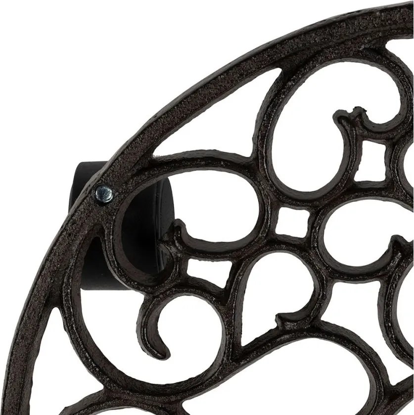 Suport vintage din fontă pentru ghivece, cu roți pivotante, Rhodonea, D31,5 cm