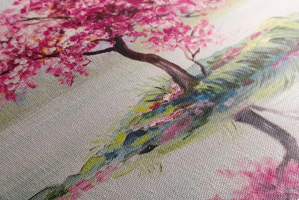Tablou cireș oriental în design roz