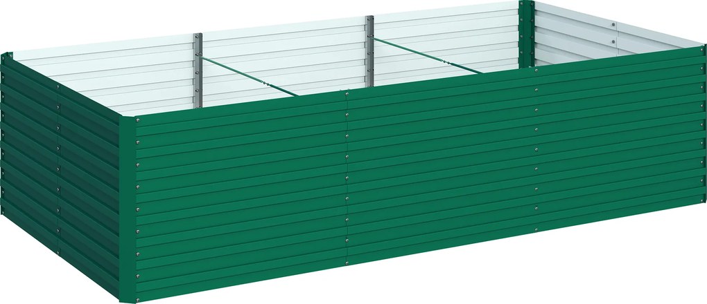 Outsunny Jardinieră ridicată galvanizată dreptunghiulară pentru exterior - fund deschis - 240 x 120 x 60cm, verde | Aosom Romania