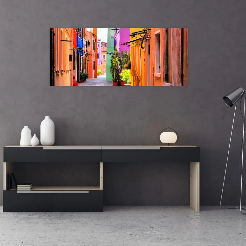 Tablou cu străduță colorata italiană (120x50 cm)
