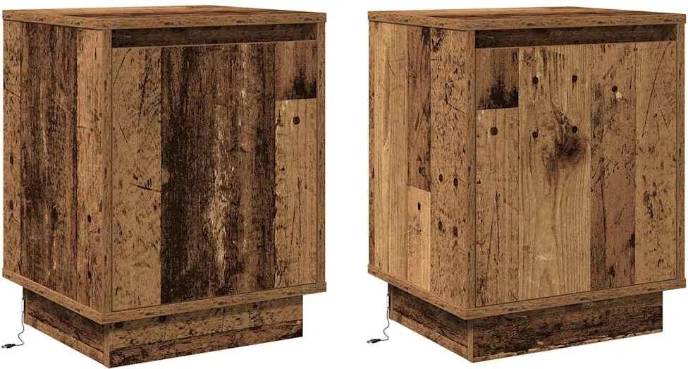 vidaXL Dulap de noapte 2 pcs Lemn vechi 39 x 34,5 x 50 cm