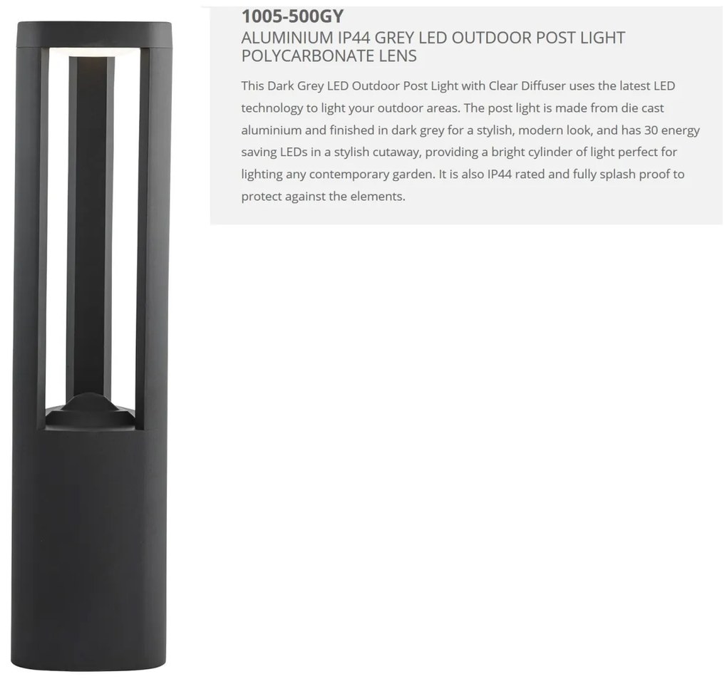 Stalp LED de exterior IP54 Michigan H-50cm 1005-500GY SRT