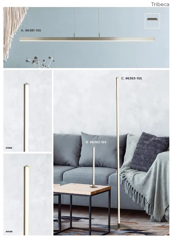 Lampadar LED de podea design modern TRIBECA SS EU96383-1SS SRT