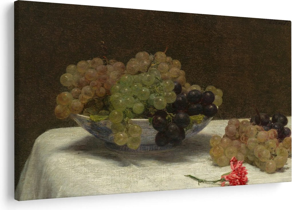 Tablou - Henri Fantin-Latour, Still Life with Grapes and a Carnation, reproducere (90x60 cm)