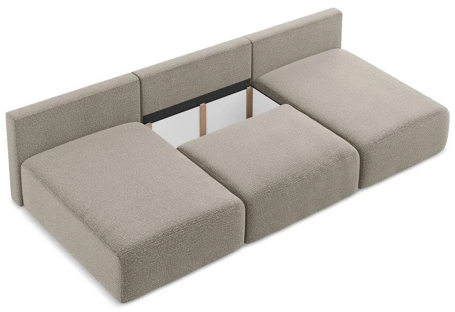 Colțar bej extensibil/cu spațiu de depozitare Kalena – Makamii