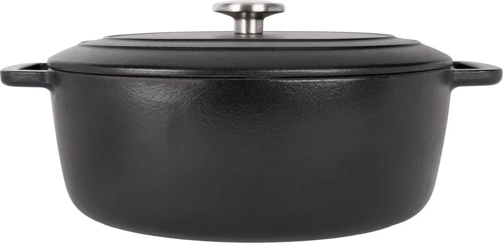 Oală fontă emailată ovală cu capac 31x24 cm Negru Fontestic Cosy &amp; Trendy 9967314