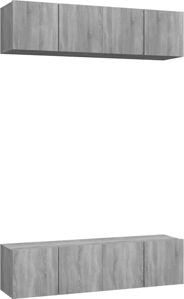 vidaXL Comode TV, 4 buc., gri sonoma, 60x30x30 cm, lemn prelucrat