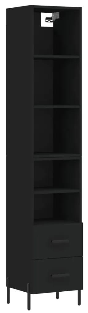 3189774 vidaXL Dulap înalt, negru, 34,5x34x180 cm, lemn prelucrat