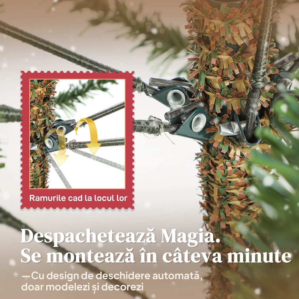 HOMCOM Brad de Crăciun Artificial de 2.1 m, Asamblare Ușoară, Verde | Aosom Romania