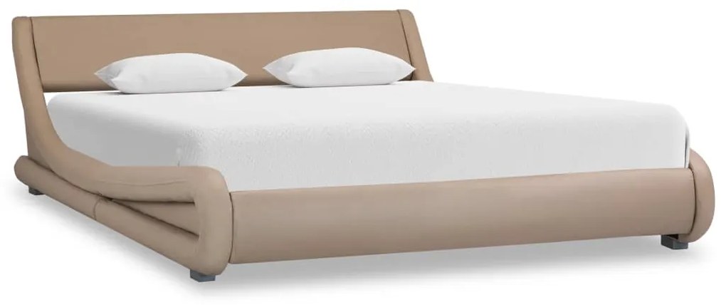 285722 vidaXL Cadru de pat, cappuccino, 120 x 200 cm, piele ecologică