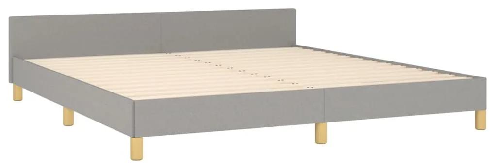 Cadru de pat cu tablie, gri deschis, 160x200 cm, textil Gri deschis, 160 x 200 cm, Benzi verticale