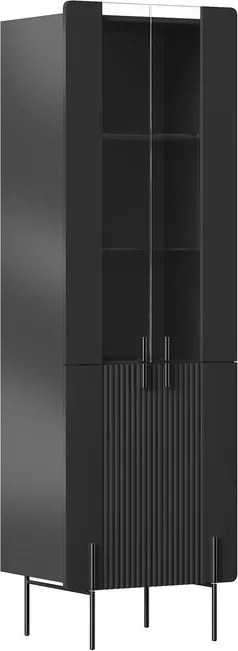 Vitrină cu patru uși Malmi 60 cm - negru mat / picioare negre