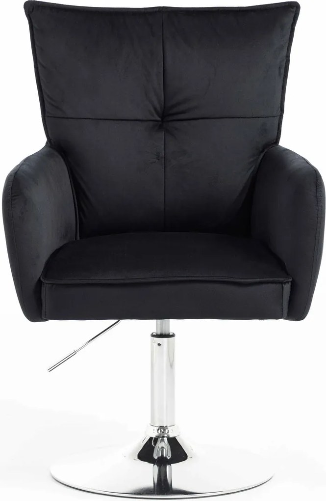 HR250N Scaun Catifea Neagră Bază Cromata