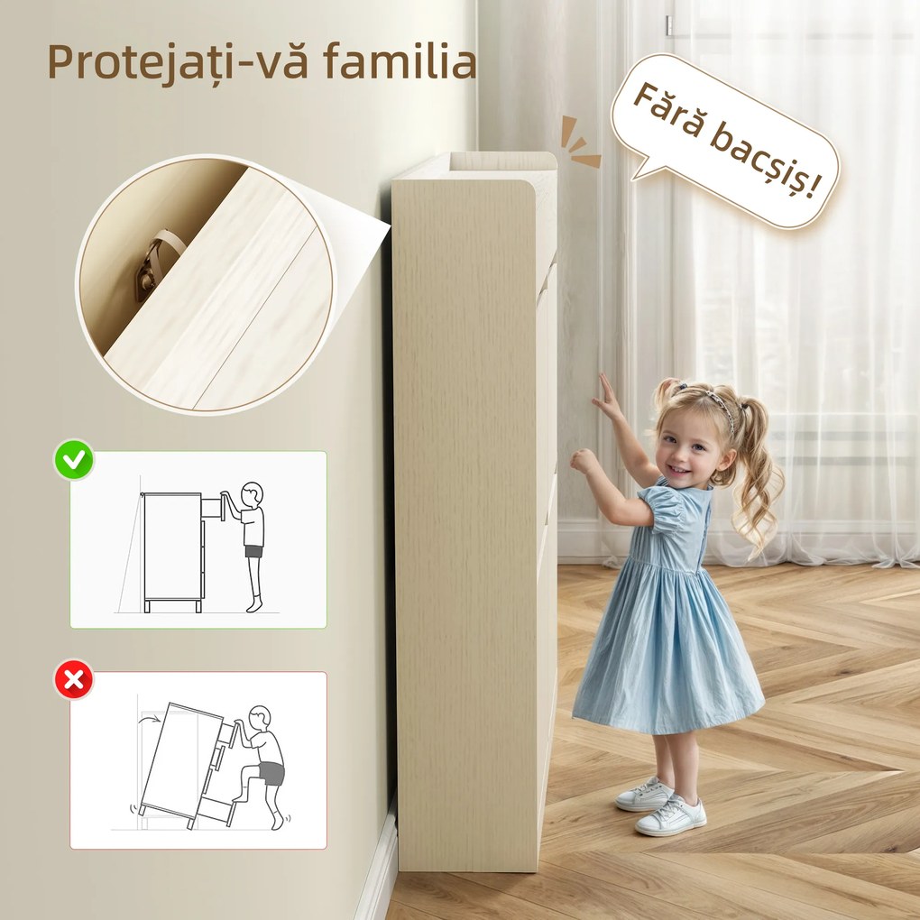 HOMCOM Dulap pentru Pantofi cu 4 Sertare Rabatabile și 2 Sertare Glisante Alb | Aosom Romania