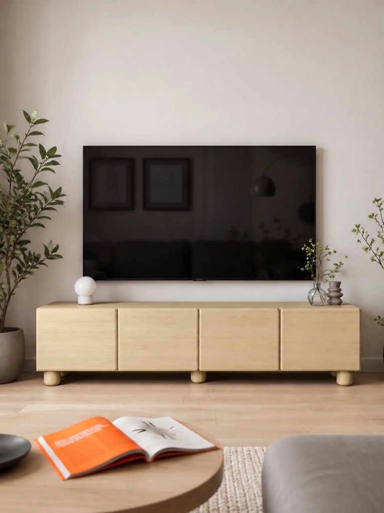 Comodă TV Arlo 200 cm cu 4 uși - stejar vicenza
