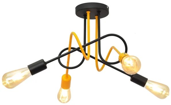Lustră aplicată OXFORD 4xE27/15W/230V neagră/galbenă