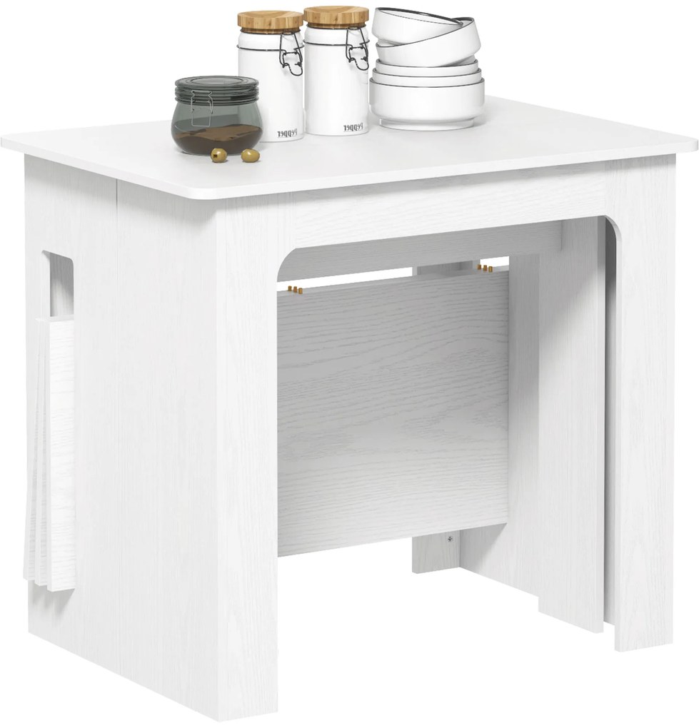 HOMCOM Masă de dining, masă pliantă, masă de bucătărie extensibilă, masă de sufragerie, PAL, 60-180 x 85 x 75 cm, Alb | Aosom Romania