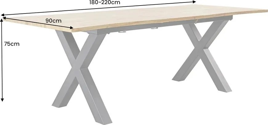 Masa extensibila design industrial Wild 180-220x90cm