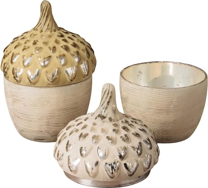 Set 2 cutii decorative, din sticla, Acorn