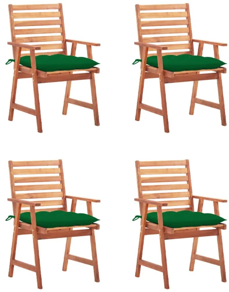 vidaXL Scaune de exterior cu perne, 4 buc., lemn masiv de acacia